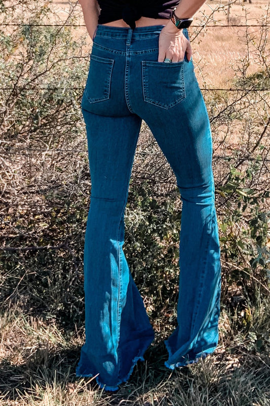 Blue Asymmetrical Dark Bell Bottoms