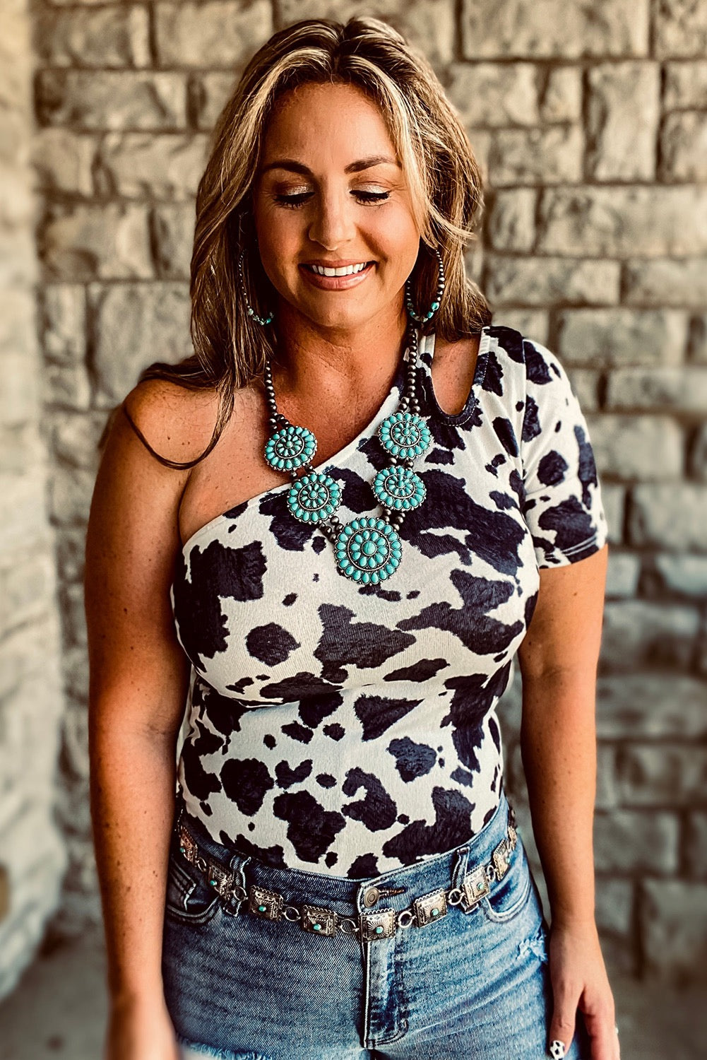 Cow Print One Shoulder