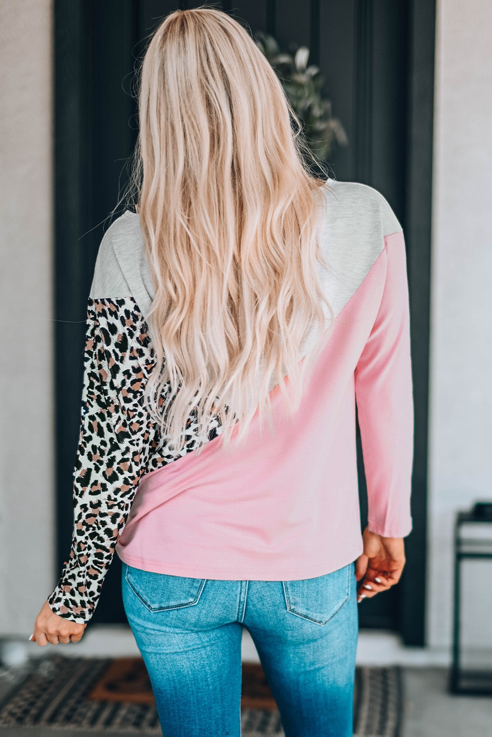 Leopard Colorblock Off the Shoulder Top