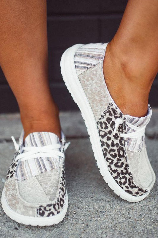 Grey Striped Leopard Slip-ons