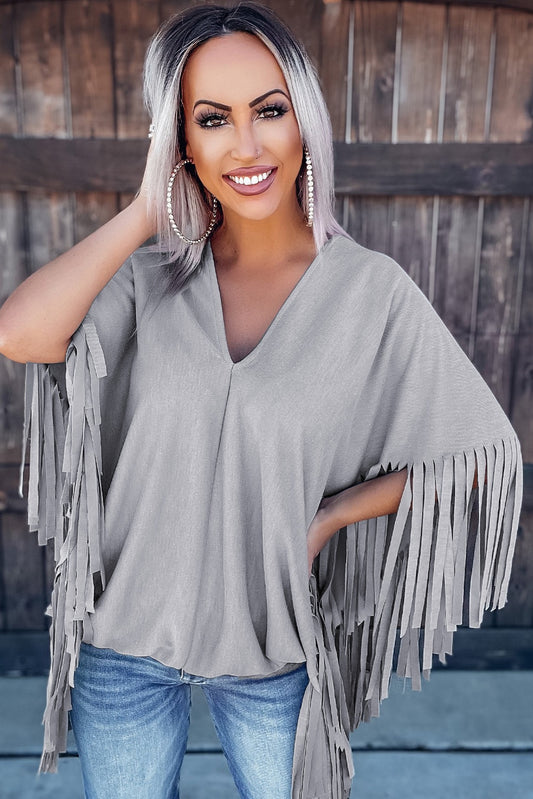 Fringe V-Neck Top